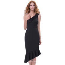 Grace Karin Sexy Asymmetric mujeres de un hombro caderas-Wrapped Bodycon lápiz vestido de sirena GK001066-1